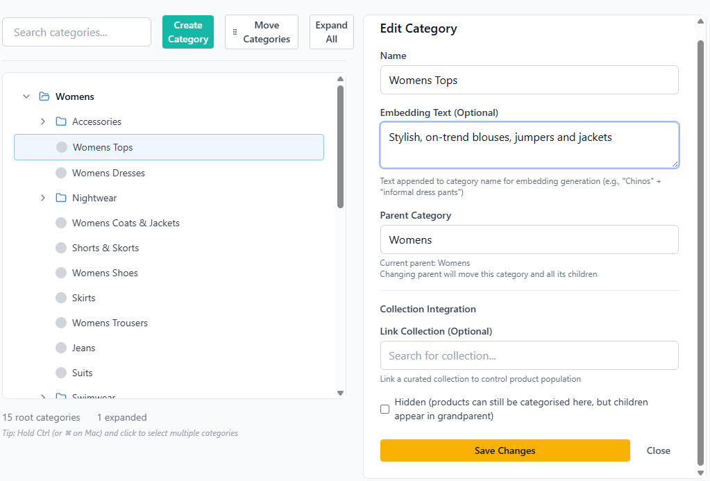 Catalogue menu content management