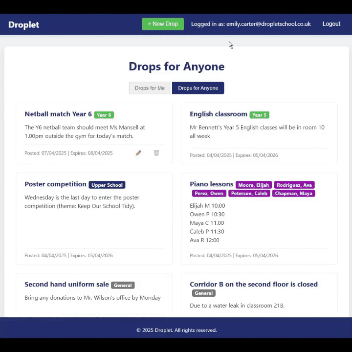 Droplet app demo animation